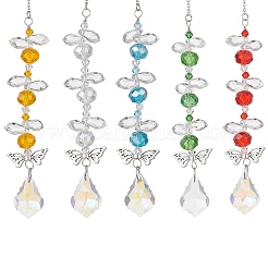 5Pcs Leaf Glass Hanging Suncatchers&nbsp;HJEW-JM04614