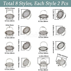 16Pcs 8 Style Adjustable Alloy Finger Rings Components&nbsp;FIND-SC0008-64