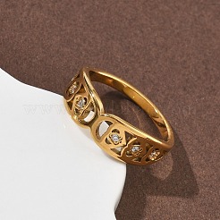 304 Stainless Steel Cubic Zirconia Finger Rings for Women&nbsp;RJEW-F189-03G