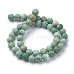 Natural Green Spot Jasper Beads Strands&nbsp;G-T055-8mm-16