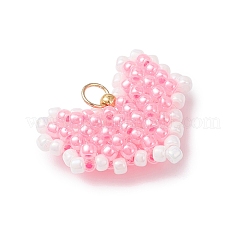 Glass Seed Beaded Heart Pendants&nbsp;PALLOY-MZ01018