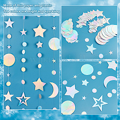 4Pcs 4 Style Iridescent Paper Glitter Circle Star Garland&nbsp;AJEW-PH0004-59