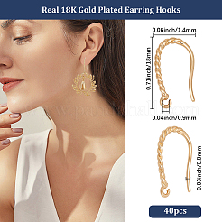 40Pcs Brass Ear Wire&nbsp;KK-BBC0024-16G