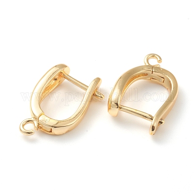 Brass Hoop Earring Findings with Latch Back Closure&nbsp;KK-H754-01G-1