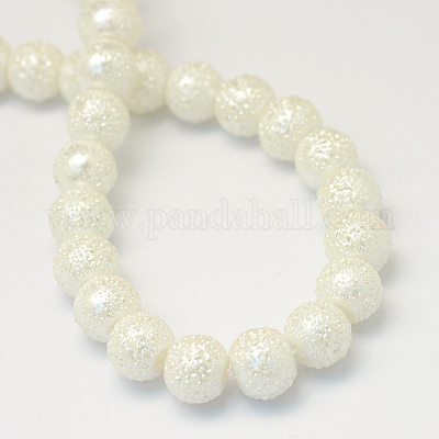 Baking Painted Textured Glass Pearl Bead Strands&nbsp;X-HY-Q002-6mm-01-1