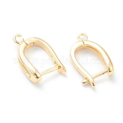 U Shape Brass Hoop Earring Findings with Latch Back Closure&nbsp;KK-J278-39G-1