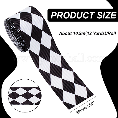 Polyester Rhombus Print Grosgrain Ribbon&nbsp;OCOR-WH0078-141B-1