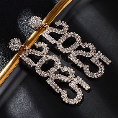 Brass Rhinestone Stud Earrings&nbsp;EJEW-Q012-01G-1
