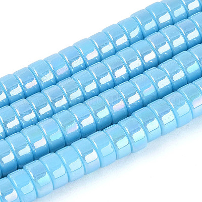 AB Color Plated Opaque Glass Beads Strands&nbsp;GLAA-T026-3x6mm-P06-1