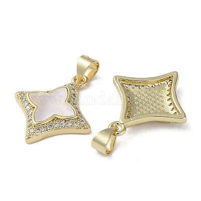 Brass Micro Pave Cubic Zirconia Pendants&nbsp;KK-G485-05G-1