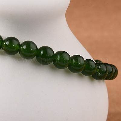 Natural TaiWan Jade Bead Stretch Bracelets&nbsp;X-BJEW-K212-A-019-1