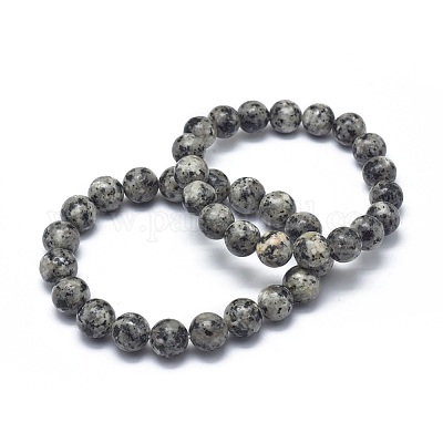 Natural Sesame Jasper/Kiwi Jasper Bead Stretch Bracelets&nbsp;BJEW-K212-B-033-1