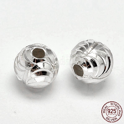 Fancy Cut 925 Sterling Silver Round Beads&nbsp;STER-F012-09C-1