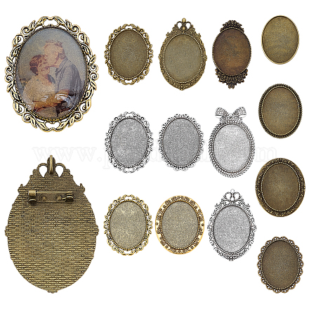 13Pcs 13 Styles Zinc Alloy Brooch Base Settings FIND-PH0029-16-1