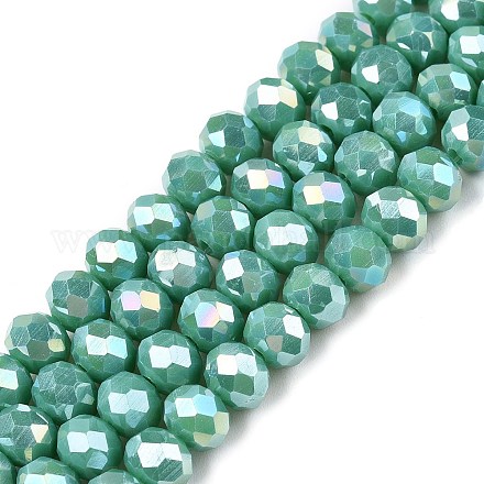 Electroplate Glass Beads Strands EGLA-A044-P6mm-B31-1