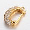 Brass Micro Pave Cubic Zirconia Enhancer Shortener Bails, Hinged Pendant Bails, with Loop, Golden, 20x13x6mm, Hole: 1.5mm