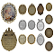 13Pcs 13 Styles Zinc Alloy Brooch Base Settings, Oval, Mixed Color, 42~61.5x32~40.5x2~9mm, 1pc/style