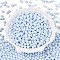 Opaque Baking Paint Glass Beads, Round, Light Sky Blue, 5.5x4.5~5mm, Hole: 1mm, about 2500pcs/pound