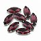 Sew on Rhinestone, Multi-strand Links, Glass Rhinestone, with Platinum Tone Brass Prong Settings, Garments Accessories, Faceted, Horse Eye, Dark Red, 10x5x4mm, Hole: 0.8~1mm