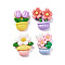 Opaque Resin Cabochons, Flowers, Mixed Color, 27~31x20~27.5x9mm