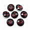 Pointed Back Glass Rhinestone Cabochons, Back Plated, Faceted, Flat Round, Dark Red, 8x3.5mm