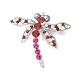 Dragonfly Alloy Rhinestone Brooches for Backpack Clothes&nbsp;JEWB-M067-06P-01-1