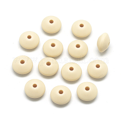 Food Grade Eco-Friendly Silicone Beads, Rondelle, Wheat, 12x6~7mm, Hole: 2mm