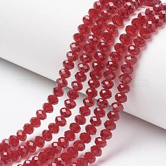 Glass Beads Strands, Faceted Abacus, Rondelle, FireBrick, 2.9~3.3x2mm, Hole: 0.8mm, about 135~140pcs/strand, 32~34cm