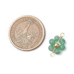 7Pcs 7 Styles Natural Carnelian & Topaz Jade & Amethyst & Rose Quartz & Green Aventurine & Lapis Lazuli & Flower Amazonite & Brass Round Beaded Flower Connector Charms&nbsp;PALLOY-JF03465