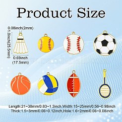 40Pcs 8 Styles Sports Ball Alloy Enamel Pendants&nbsp;ENAM-CJ0006-82