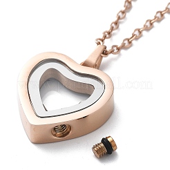 304 Stainless Steel Heart Urn Ashes Necklaces&nbsp;STAS-Z106-09RG-02