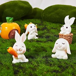 Resin Standing Rabbit Statue Bunny Sculpture Carrot Bonsai Figurine for Lawn Garden Table Home Decoration ( Mixed Color )&nbsp;JX086A