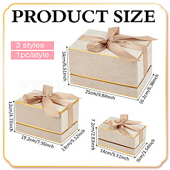 3Pcs 3 Styles Cardboard Paper Gift Boxes with Velvet Lid and Ribbon&nbsp;AJEW-BC0010-03B