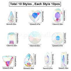 Pointed Back Glass Rhinestone Cabochons&nbsp;RGLA-GF0001-07C