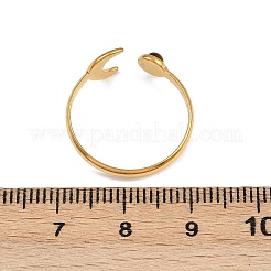 304 Stainless Steel with Dyed Tiger Eye Open Cuff Rings for Women&nbsp;RJEW-K303-11G