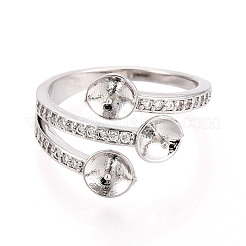 Brass Micro Pave Cubic Zirconia Cup Peg Ring Settings&nbsp;KK-N274-21P