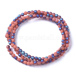 Electroplated Frosted Glass Bead Strands&nbsp;EGLA-G071-B03