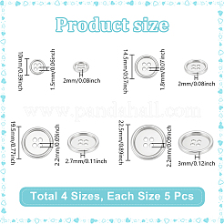 20Pcs 4 Styles 4-Hole Zinc Alloy Buttons&nbsp;BUTT-NB0002-12P
