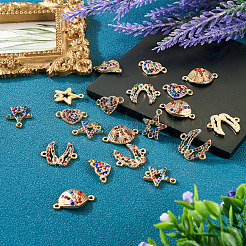 20Pcs 4 Styles Alloy Colorful Rhinestone Connector Charms&nbsp;FIND-TA0003-33