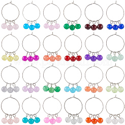 24Pcs 24 Colors Round Glass Wine Glass Charms&nbsp;AJEW-SC00052