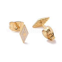 Enamel Rhombus with Star Stud Earrings with 316L Surgical Stainless Steel Pins&nbsp;EJEW-P204-02G-04