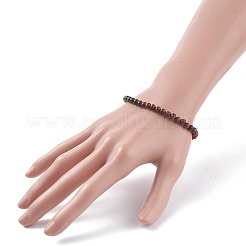 Natural Mahogany Obsidian Round Beaded Stretch Bracelet&nbsp;BJEW-JB07905-03