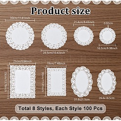 800Pcs 8 Styles Lace Paper Greaseproof Wrap Tissue&nbsp;AJEW-TW0001-14