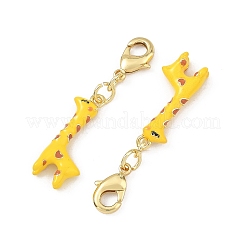 Giraffe Brass Enamel Pendant Decorations&nbsp;KK-B198-02G