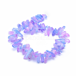 Electroplated Natural Quartz Crystal Beads Strands&nbsp;G-P368-06A
