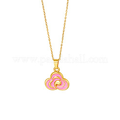 304 Stainless Steel Enamel Cloud Pendant Necklaces for Women&nbsp;WG672D8-02