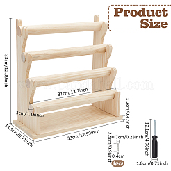 4-Tier Assembled Wood Bracelets/Bangles Display Riser Stands&nbsp;BDIS-WH0008-15