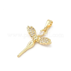 Brass Micro Pave Clear Cubic Zirconia Pendants&nbsp;KK-H255-16A-G