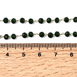 304 Stainless Steel with Glass Faceted Rondelle Bead Handmade Link Chain Birth Stone Necklaces for Women&nbsp;NJEW-G195-01G-09
