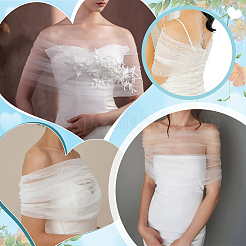 Polyester One-shoulder Shawl for Bride&nbsp;AJEW-WH0752-127B